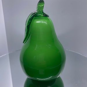 Vintage blown glass  green pear.